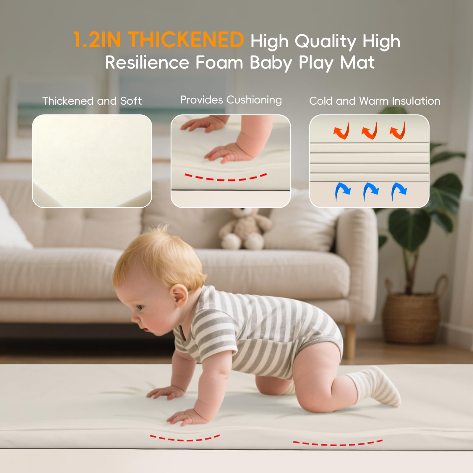 Suihuooo baby play mat edge detail shows durable waterproof surface