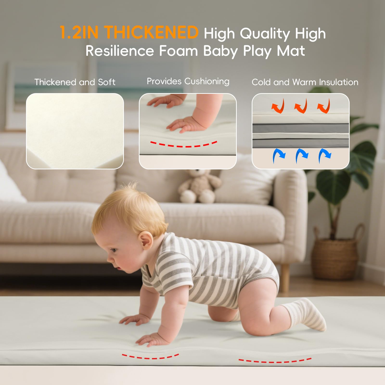suihuooo 1.2-inch thick high-density foam core provides cushioned support during play