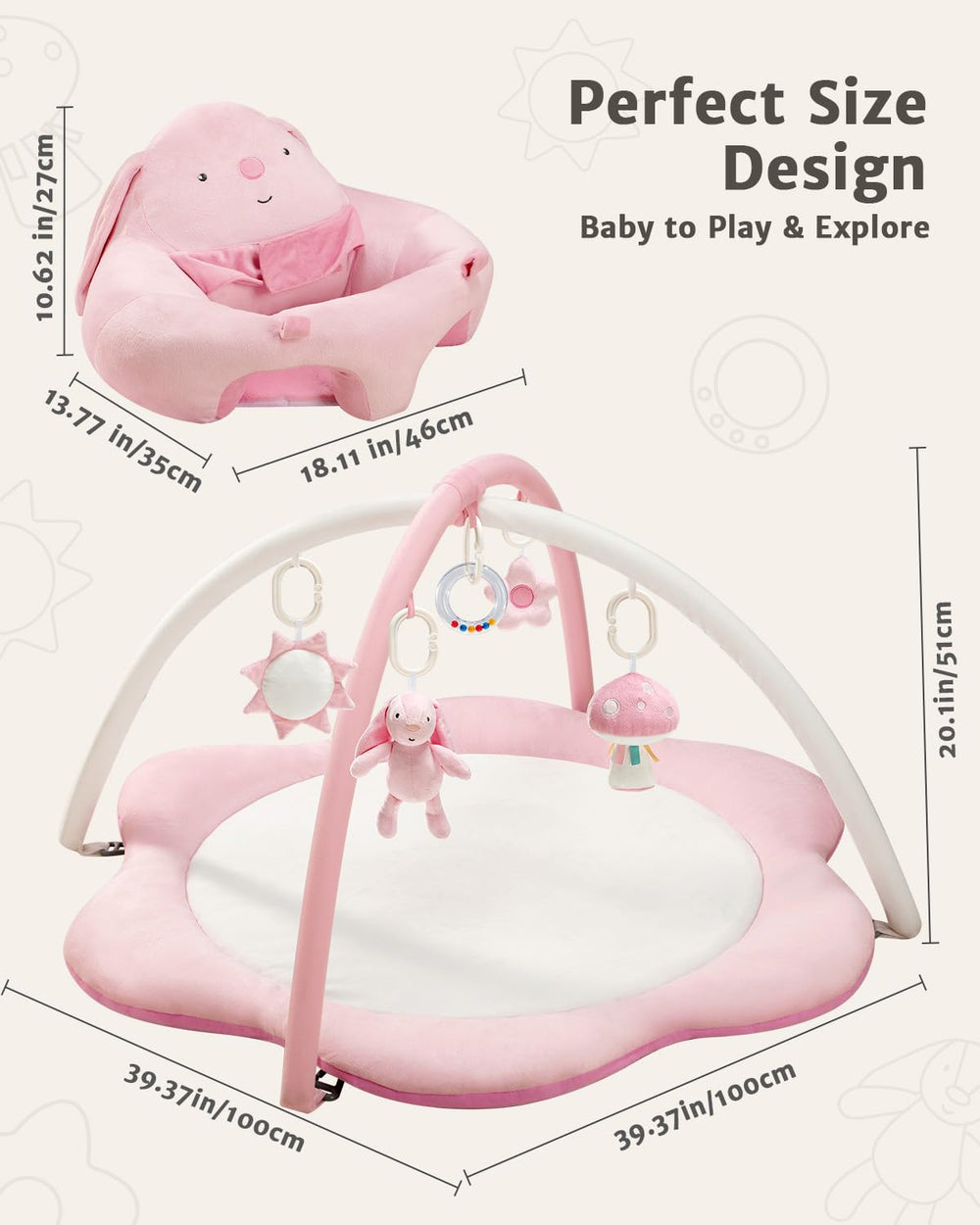 suihuooo foldable baby gym mat allows easy storage and travel-friendly play
