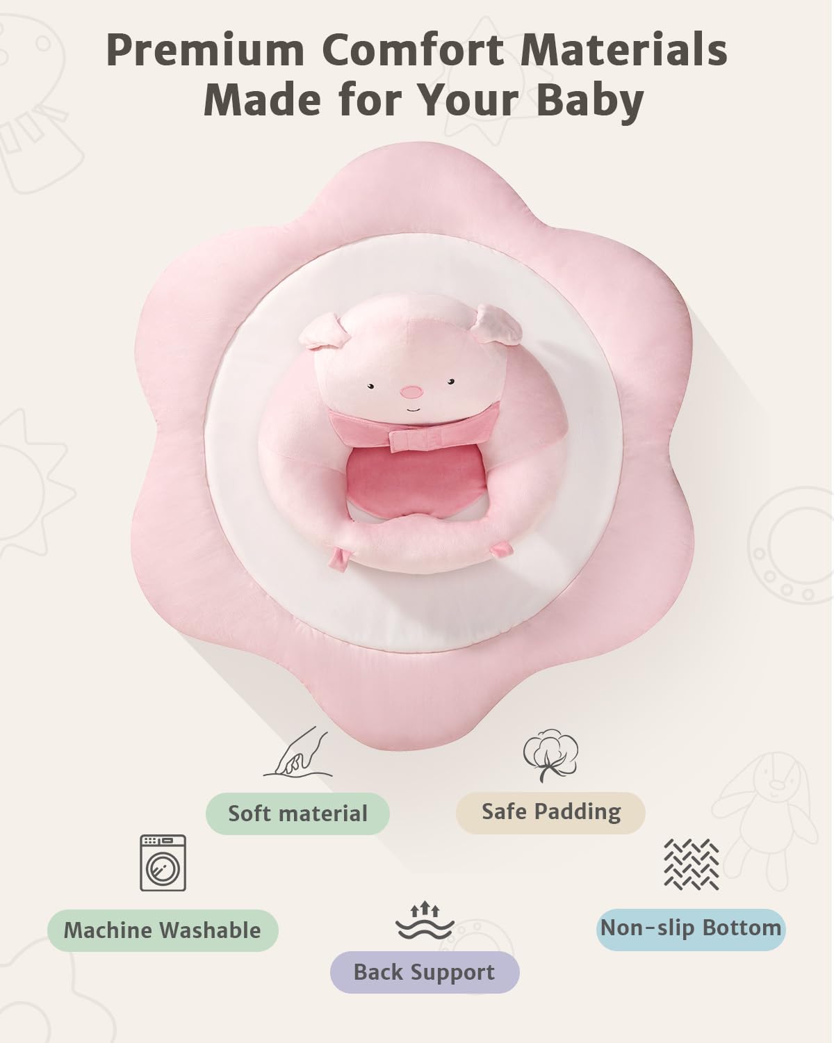 suihuooo rabbit-form baby-seat aids early sitting development and cozy support