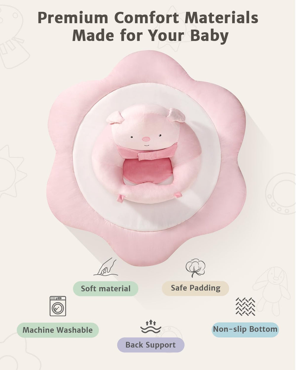 suihuooo rabbit-form baby-seat aids early sitting development and cozy support
