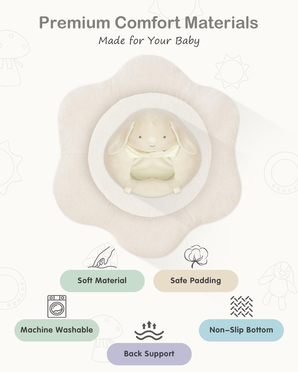 suihuooo rabbit-seat provides cozy seating for early sitting development.