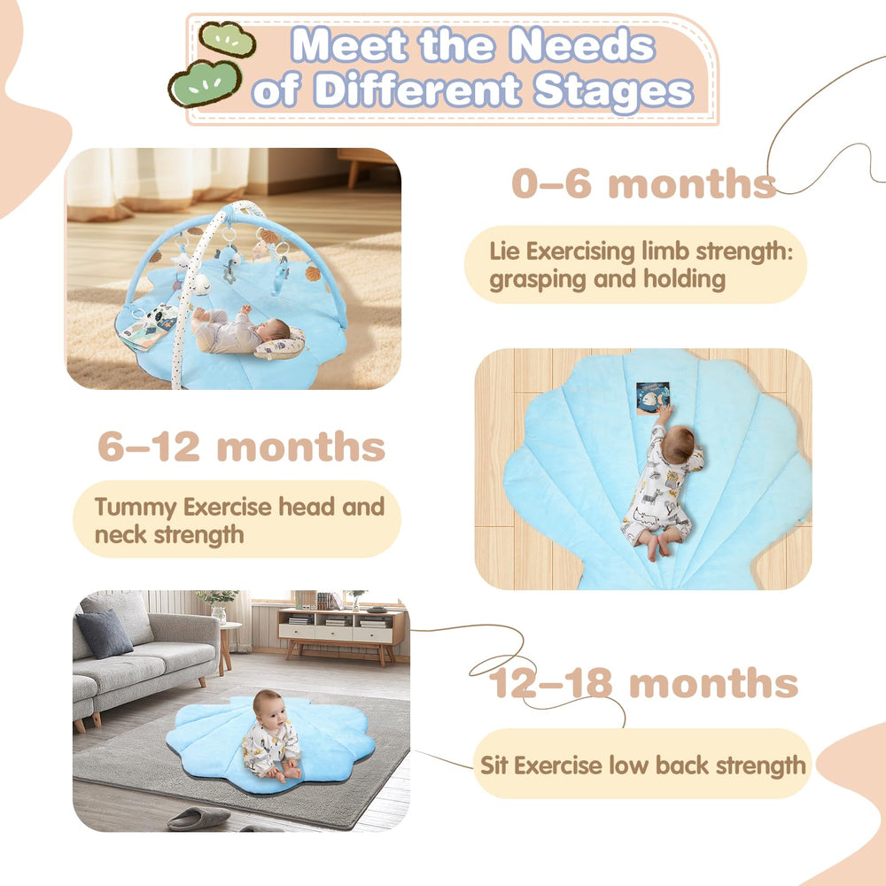 suihuooo shells ocean play mat grows with baby from newborn to early months