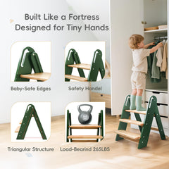 Suihuooo step stool toddler green handles provide easy grip for confident climbing