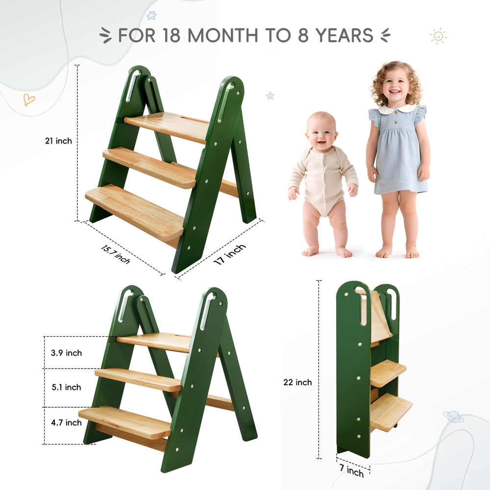 Suihuooo wooden stool green kitchen-use lets kids participate safely