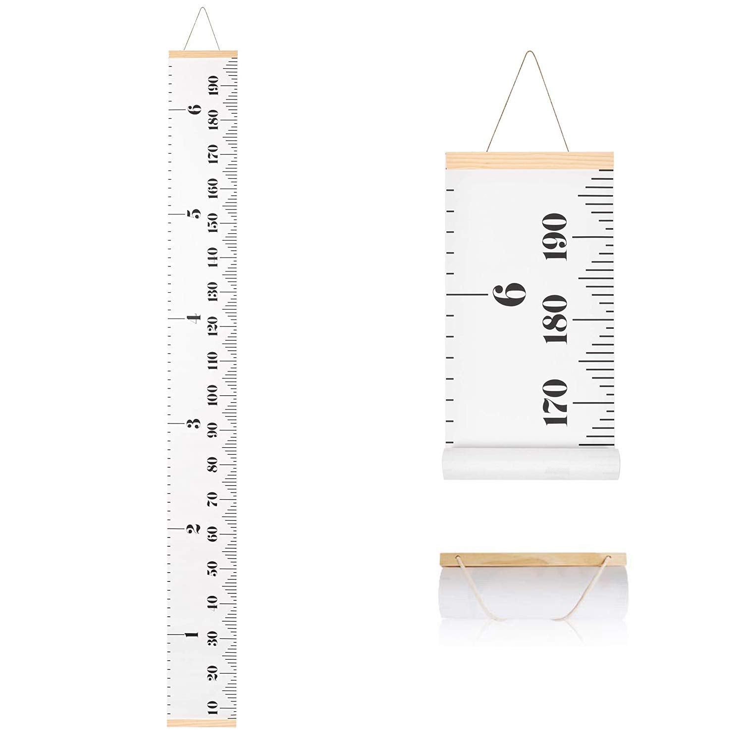 Sujayu Growth Chart canvas close-up highlighting durable fabric and clear dual measurement scales.