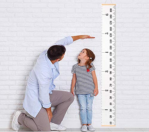 Sujayu Growth Chart nursery decor scene showcases white canvas against wall.