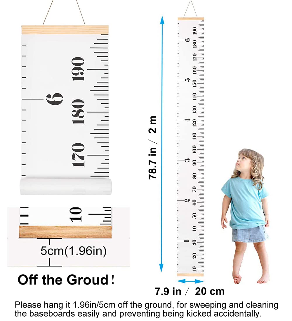 Sujayu Growth Chart wall-hanging rope demonstrates easy installation and removable wall decor.