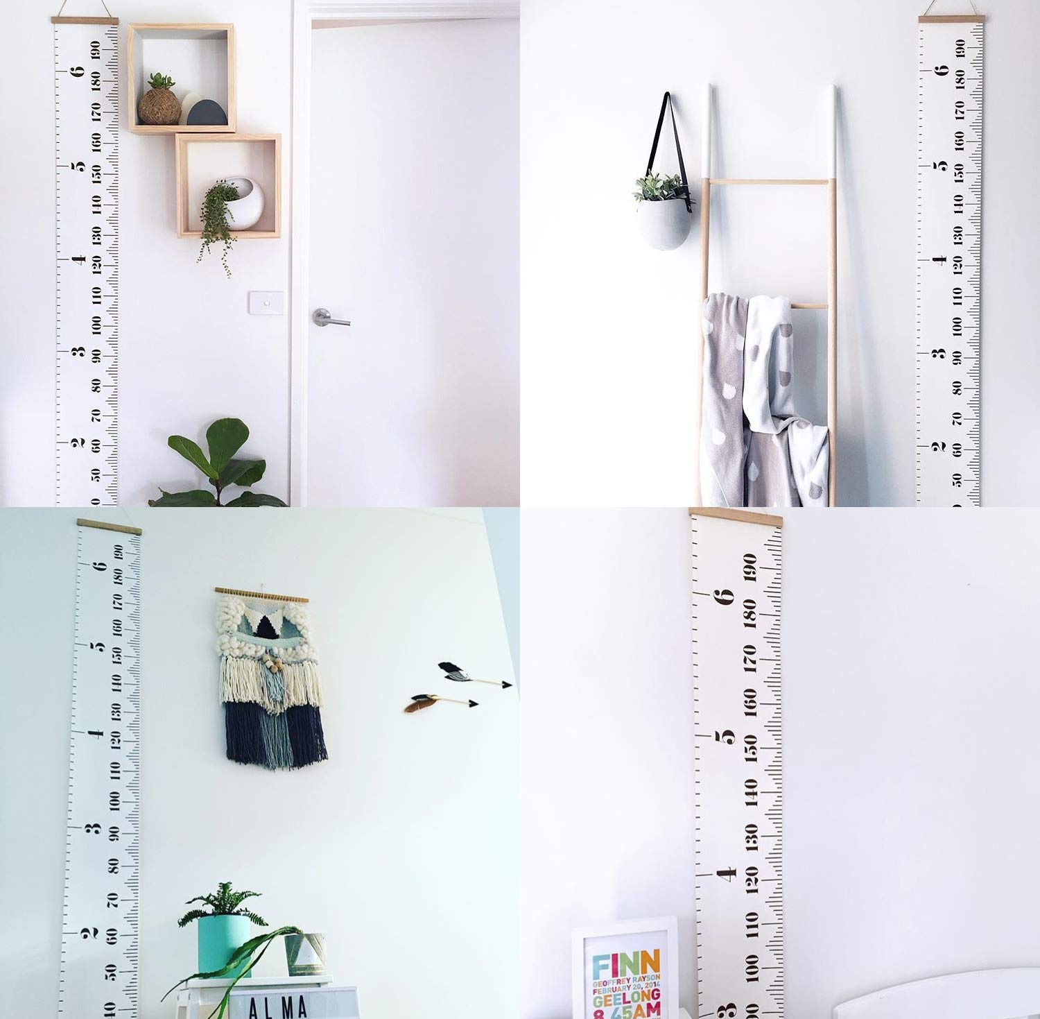 Sujayu Growth Chart wood frame detail emphasizes natural, knot-free finish.