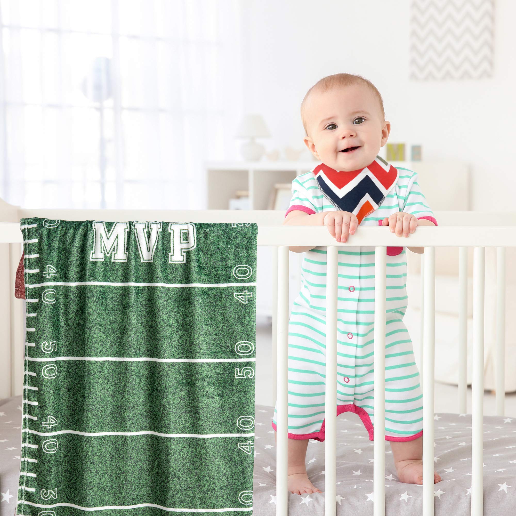 SUKOON large 47x40 inch blanket spread on crib for newborn photos.