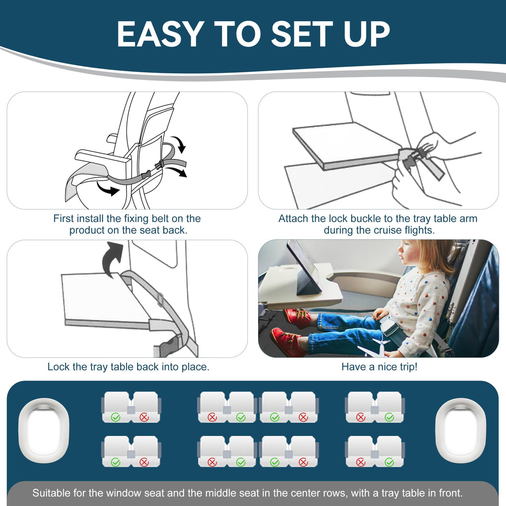 Sukubiui Toddler Airplane Bed adjustable-buckle fits most plane seats securely.