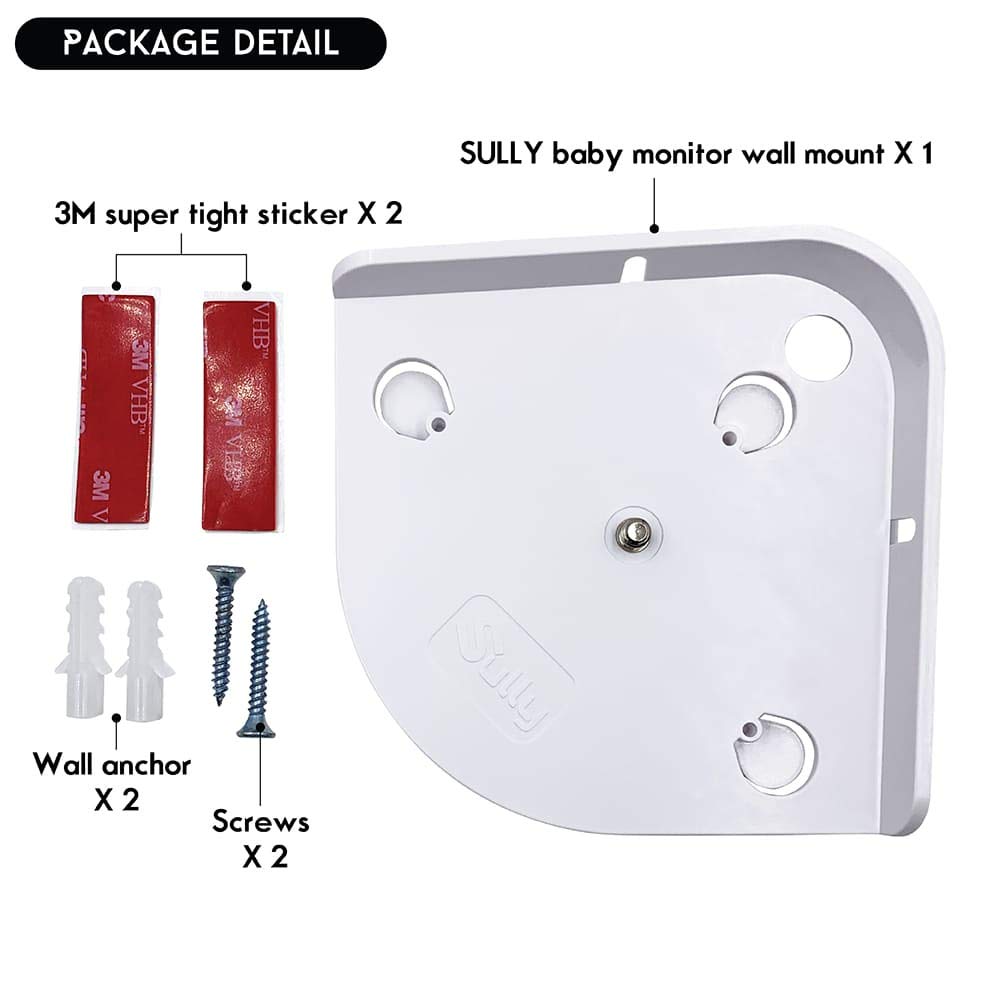 Sully baby monitor shelf mount supports Hello Baby and other trusted cameras.