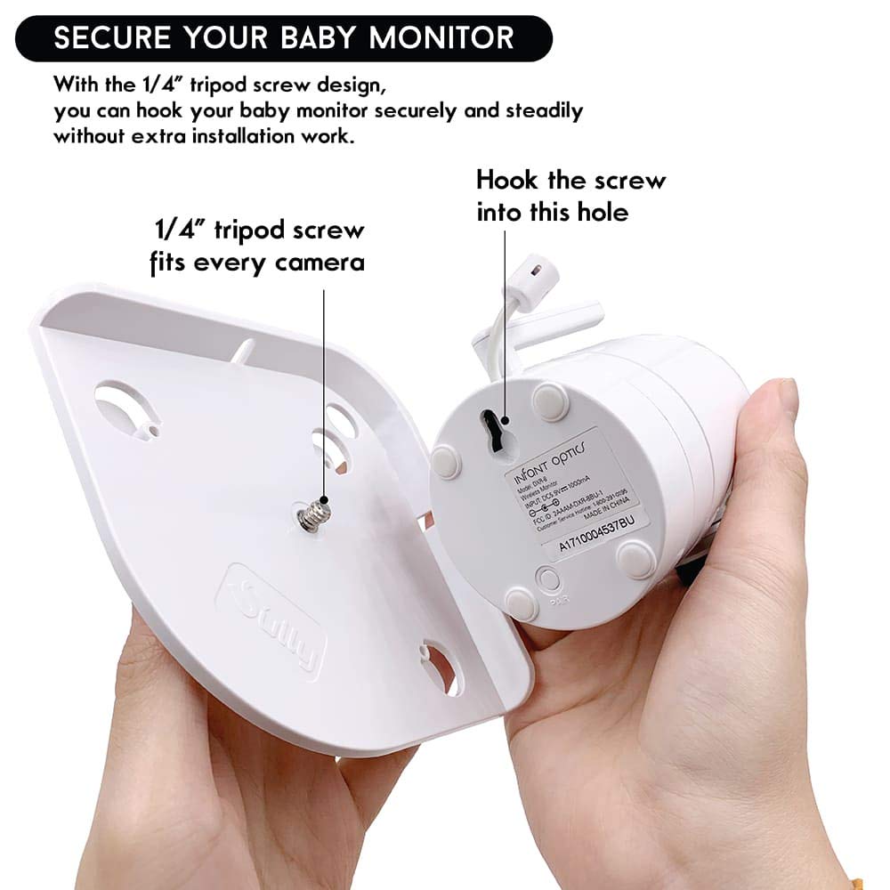 Sully baby monitor shelf mount uses a strong 3-1-3-inch screw for stability.