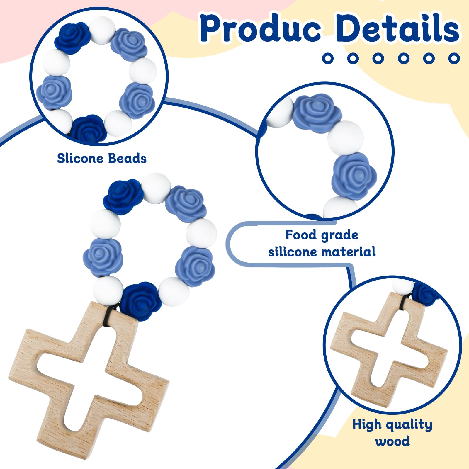 Sumalon Cross Baptism Silicone Rosary cross pendant—centerpiece for ceremonial keepsake and meaningful gift.