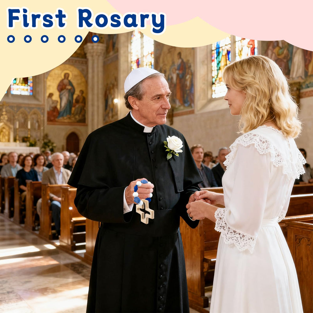 Sumalon Cross Baptism Silicone Rosary packaging—gift-ready presentation for baptisms, first communions, or showers.