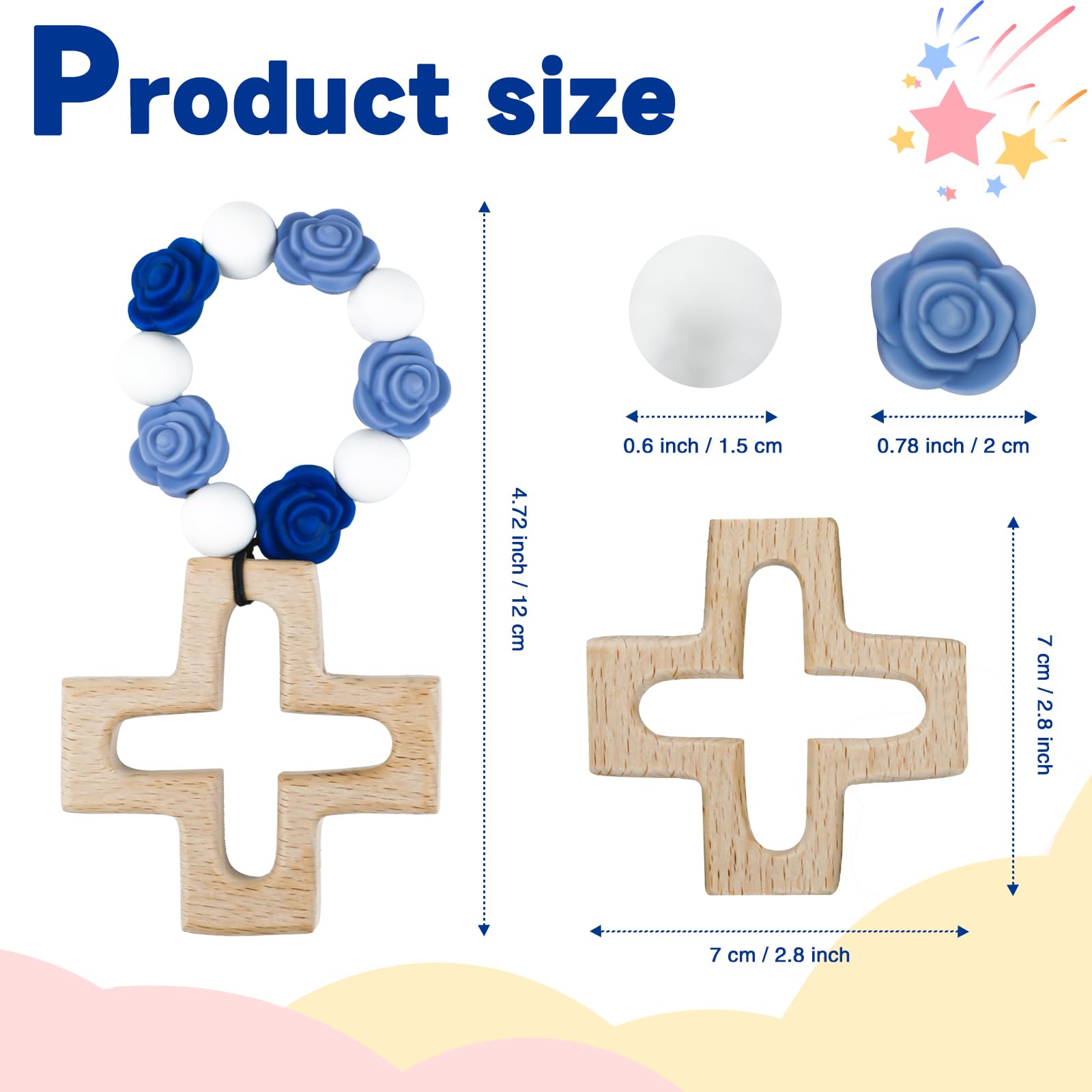 Sumalon Cross Baptism Silicone Rosary wooden beads detail—durable, skin-friendly texture for long wear.