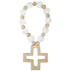 Sumalon Cross Baptism Silicone Rosary 22cm with smooth silicone beads for gentle handling.