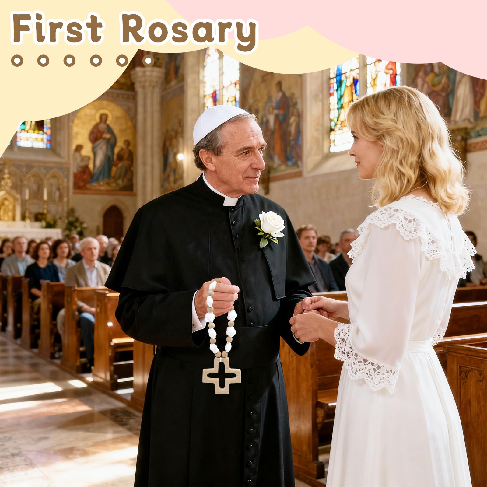 Sumalon rosary cross 7x7cm as a meaningful First Communion keepsake.