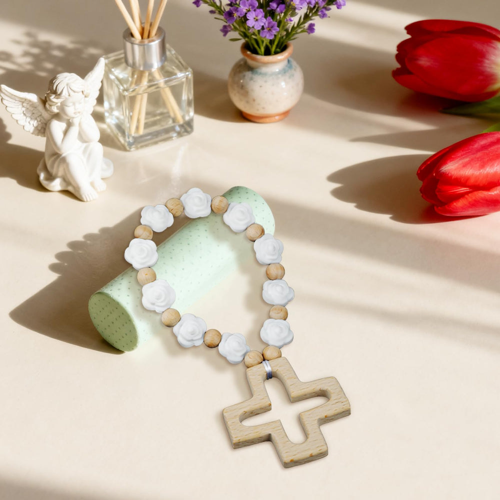 Sumalon rosary ready for baptism ceremony with skin-friendly silicone.