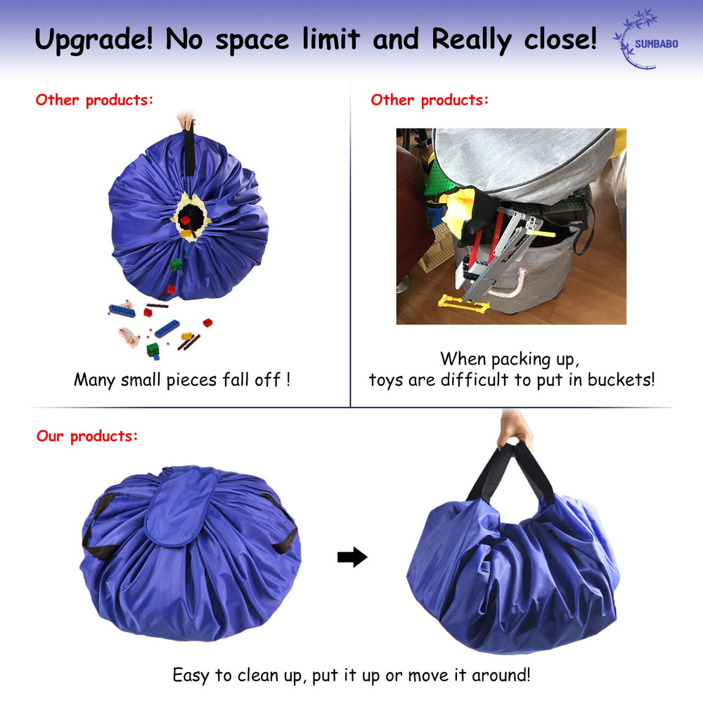 SUMBABO drawstring cap enhances portability and keeps toys contained.