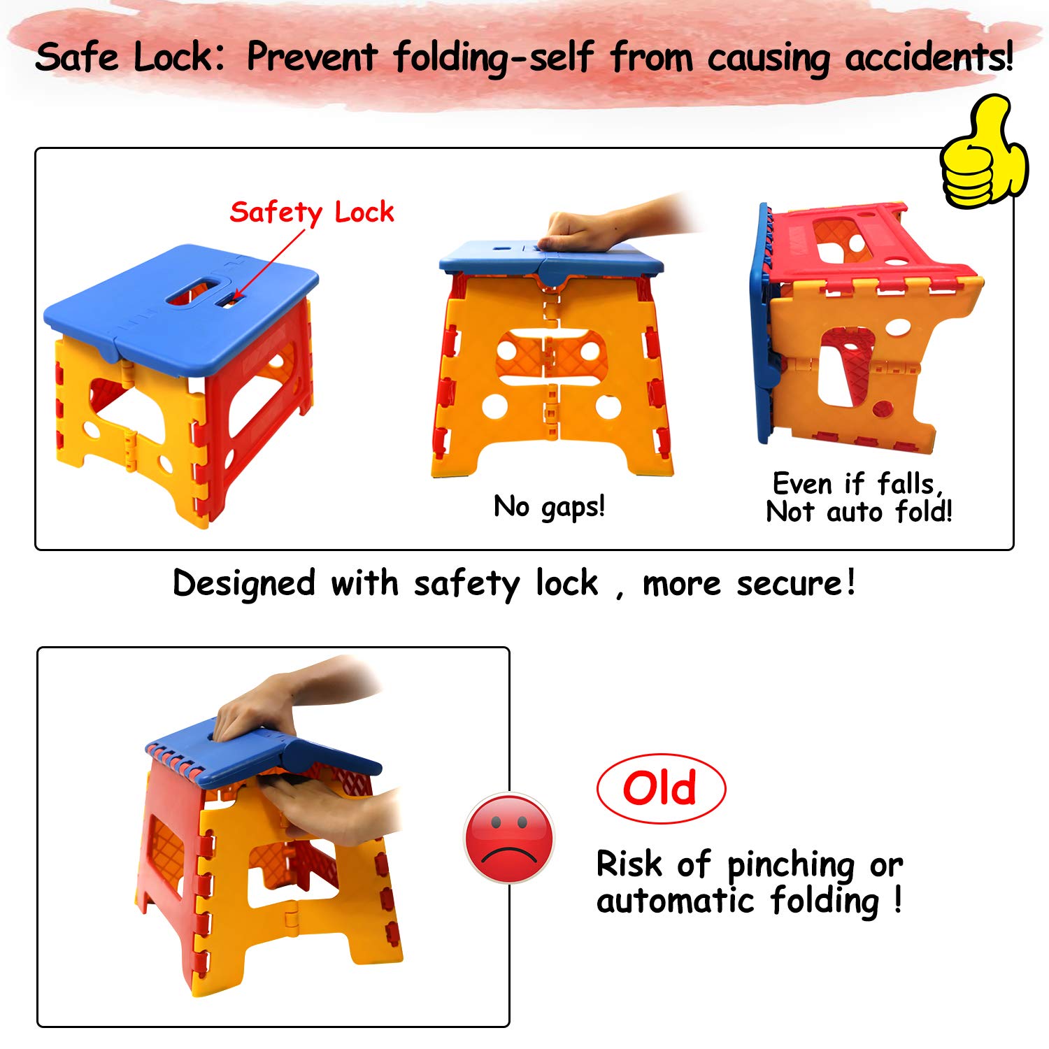 SUMBABO kids folding step stool folded for compact storage in small spaces