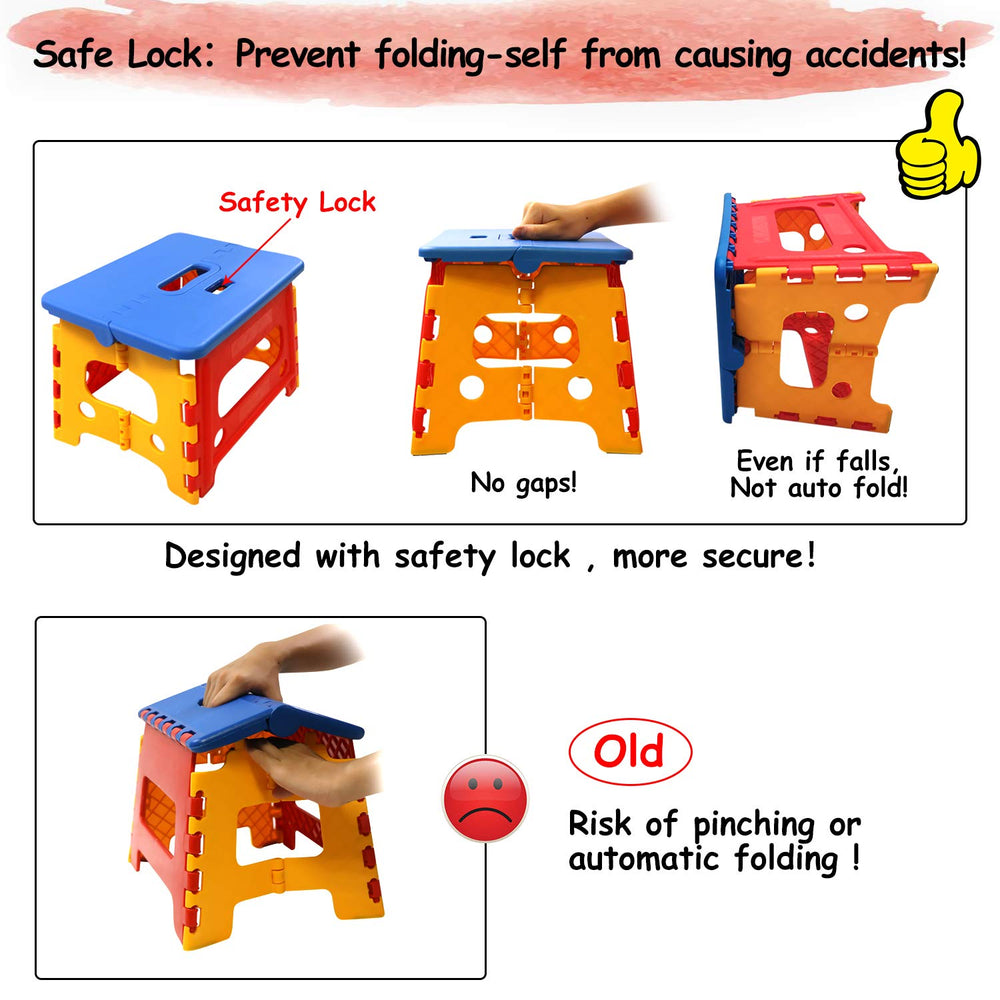 SUMBABO kids folding step stool folded for compact storage in small spaces