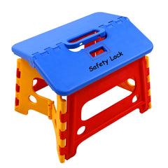 SUMBABO kids folding step stool open in red and blue for stable bathroom height