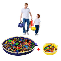 SUMBABO toy storage mat big blue spreads LEGO play area for easy cleanup.