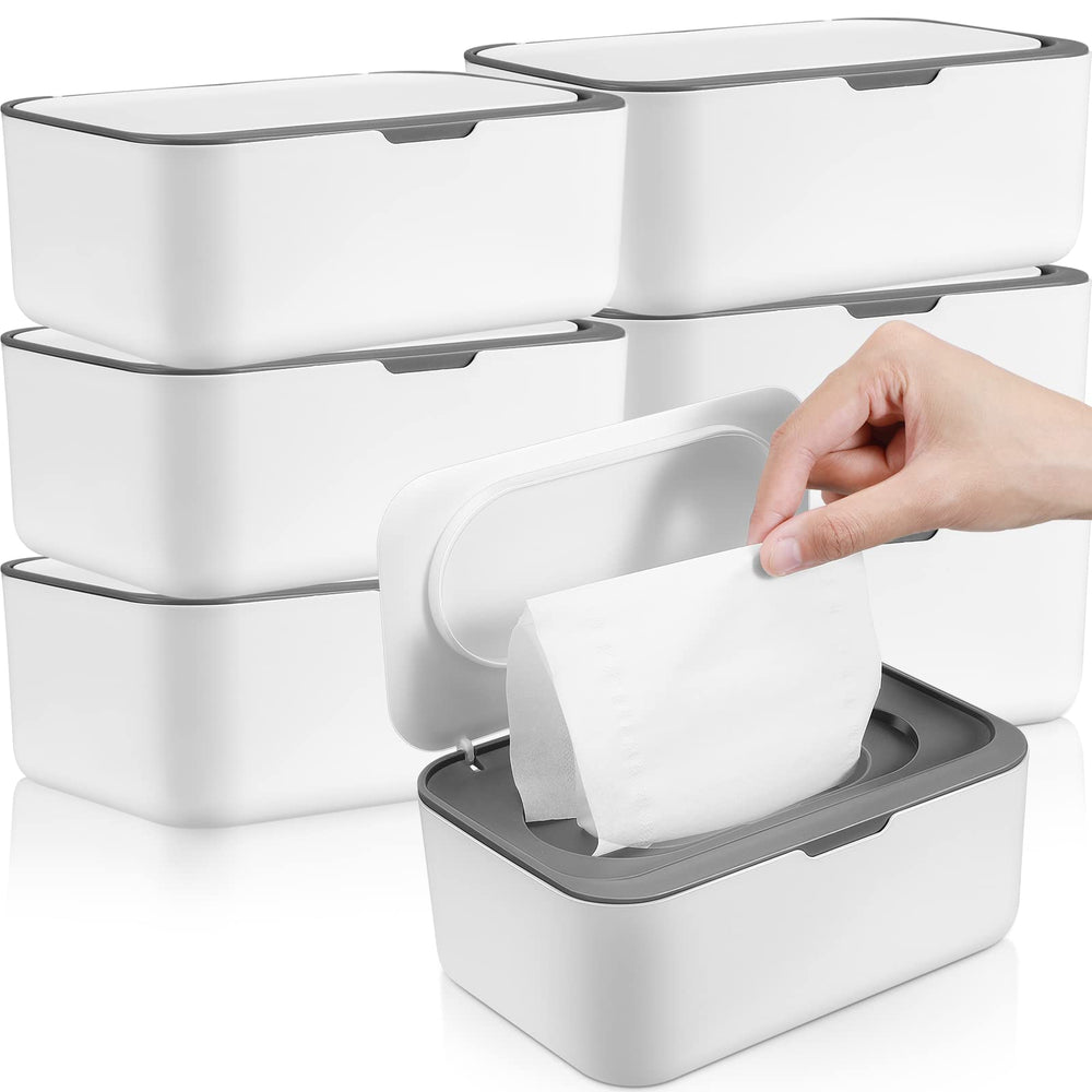 Sumind six-pack dark gray wipes dispenser closed lid for tidy nursery storage