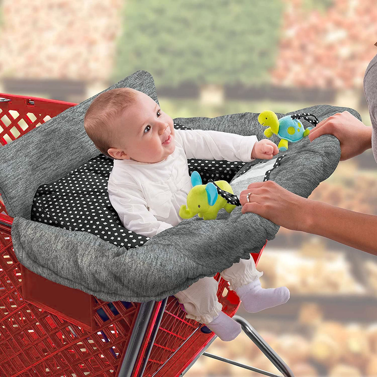 Summer Infant Cushy Cart Cover full-coverage wrap around a shopping cart for comfort and cleanliness