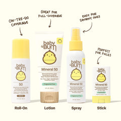 Sun Bum plant-based formula highlight with zinc oxide, coconut oil, and shea butter.