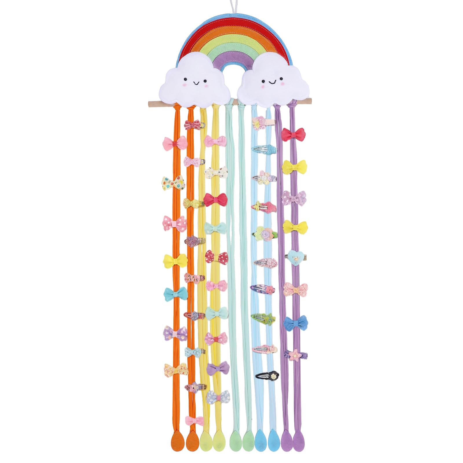 Suncalla Rainbow Clouds bow holder hanging keeps colorful bows organized for quick styling