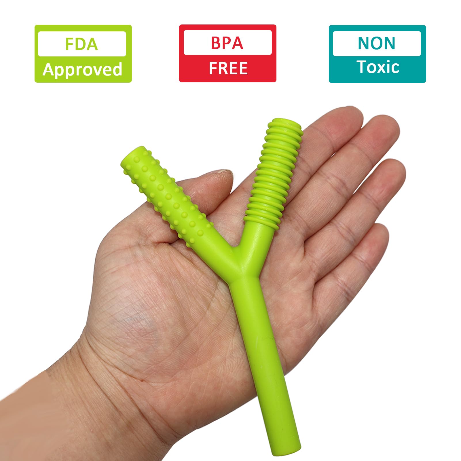 SunCore Direct teether tubes texture close-up showing dual textures for soothing gums.