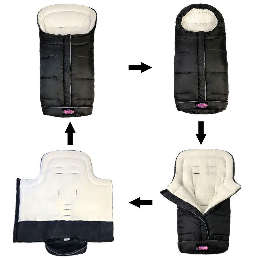 Sunday Go 3-Seasons Footmuff with coral fleece lining keeps baby warm on chilly rides