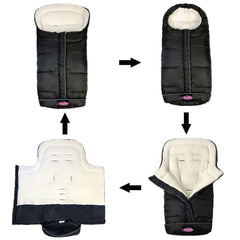Sunday Go 3-Seasons Footmuff with coral fleece lining keeps baby warm on chilly rides