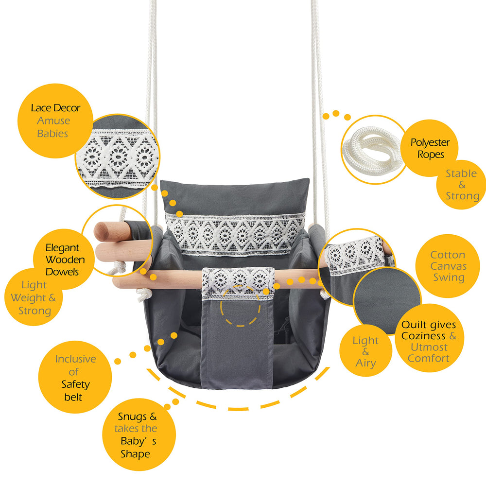 SUNDAYZE baby swing indoor-playroom-use highlights versatile placement and year-round enjoyment