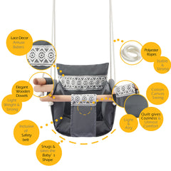 SUNDAYZE baby swing indoor-playroom-use highlights versatile placement and year-round enjoyment