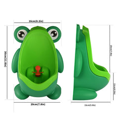 Sundee Cute Frog urinal suction cups securely mount to tile, easing placement.