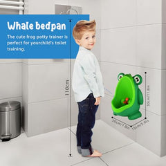 Sundee Cute Frog urinal with rotating water wheel to engage toddlers during training.