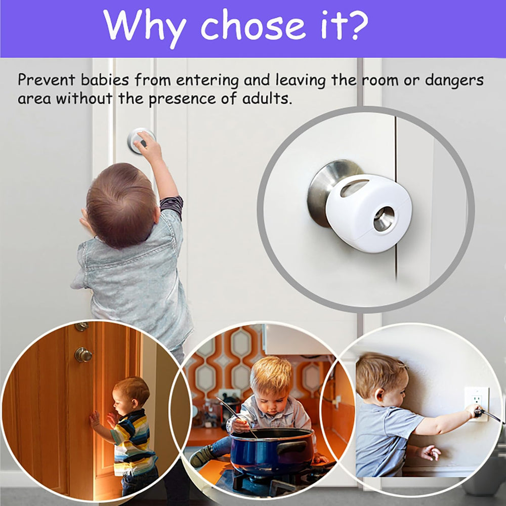 Sunenlyst snug-fit door knob cover installed for secure yet accessible use