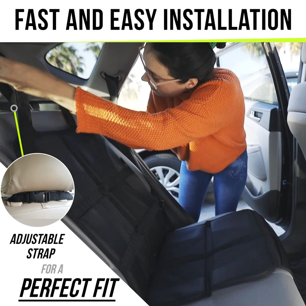 Sunferno car seat protector storage pockets organize snacks and toys on the go
