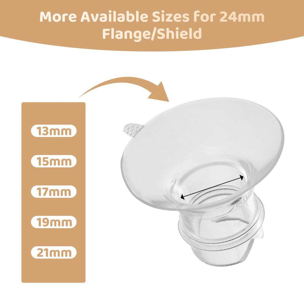 Suniceme 24mm shields compatibility with Medela, Spectra, and Elvie.