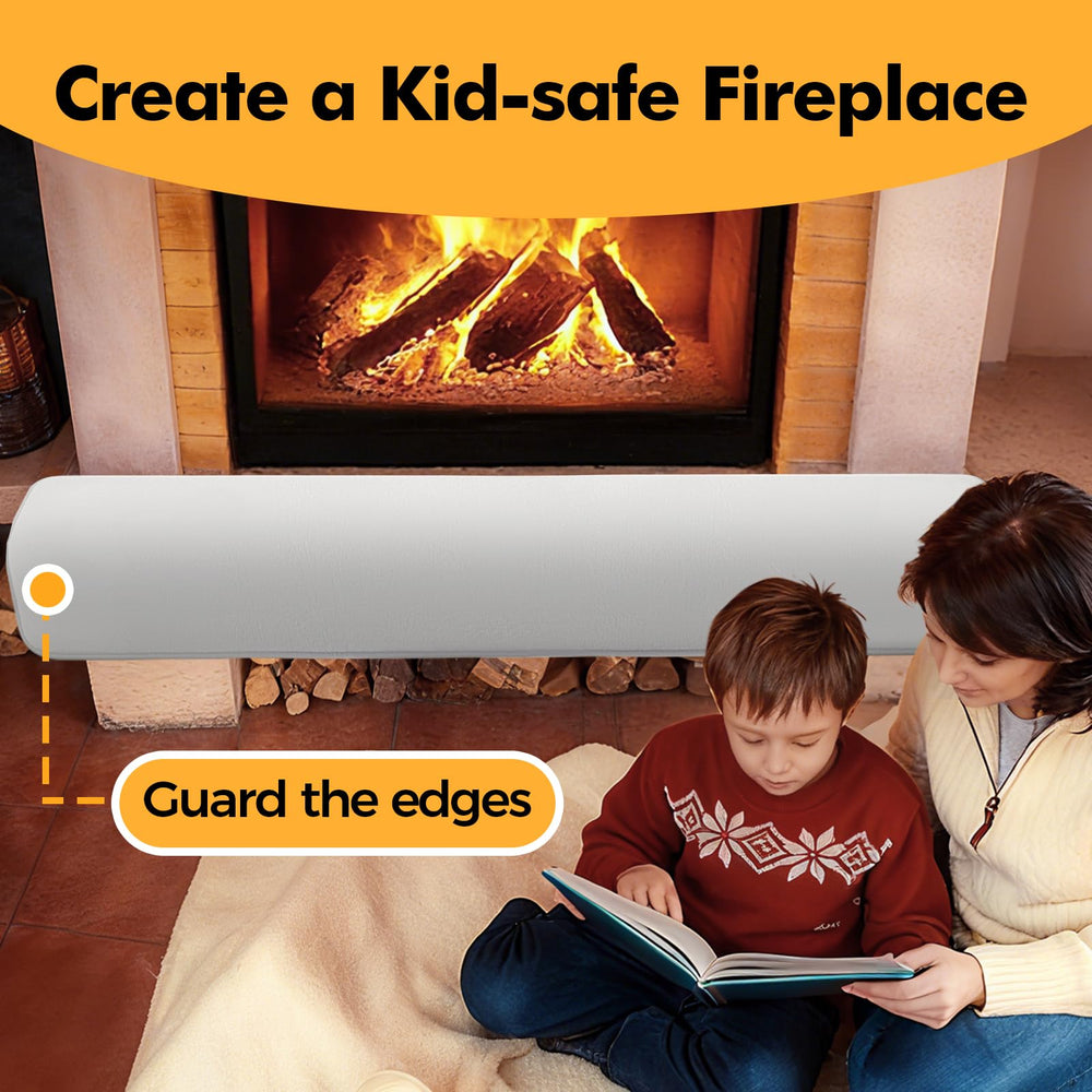 SUNICO grey hearth cover on mantel demonstrates versatile use and edge-to-edge protection