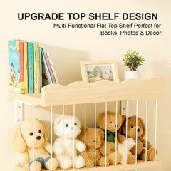 Sunifier display shelf plush toy organizer highlights books and decor while keeping toys accessible.