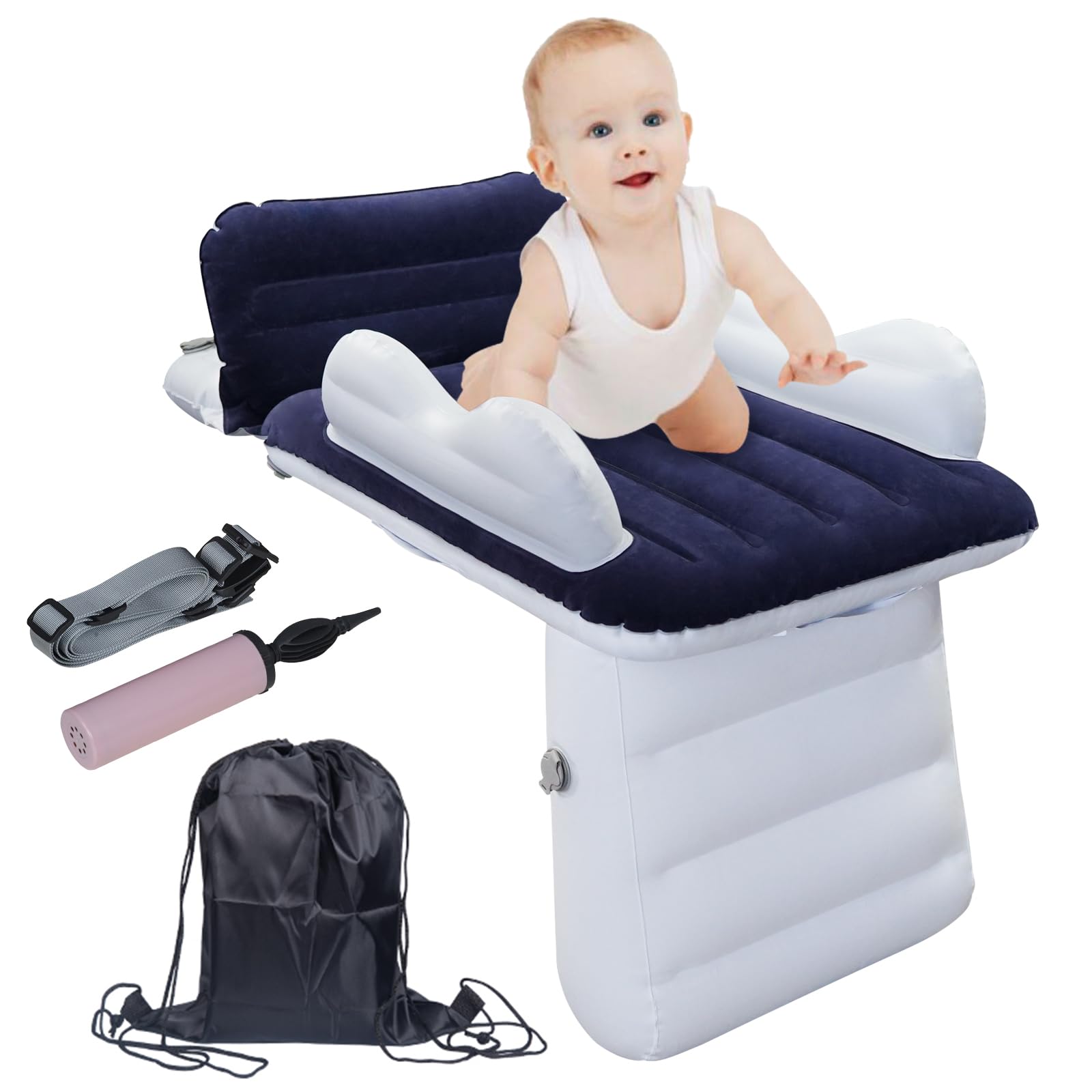 Sunlisky inflatable toddler bed airplane pump shows quick setup for travel
