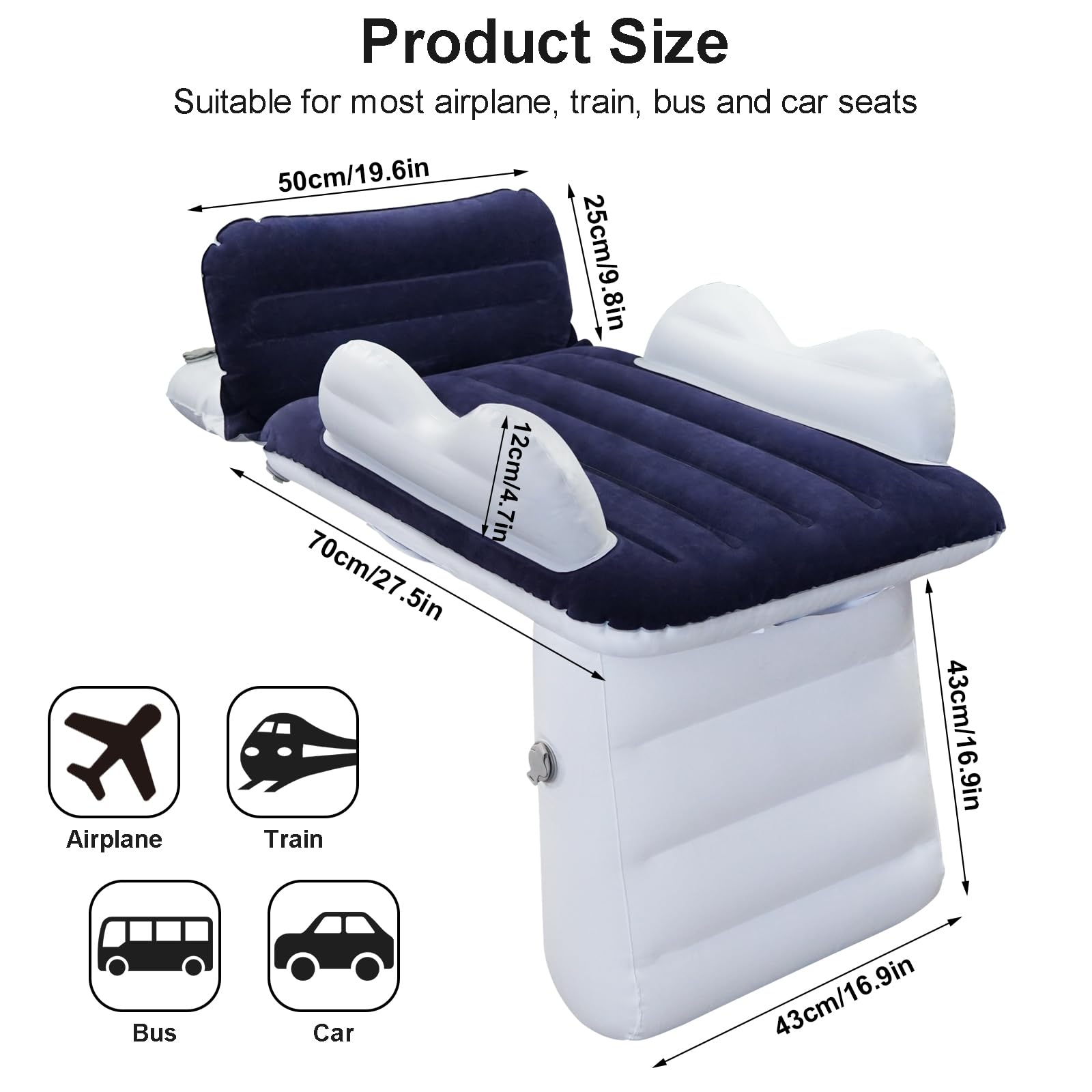 Sunlisky inflatable toddler bed double pillows support comfortable position during flights