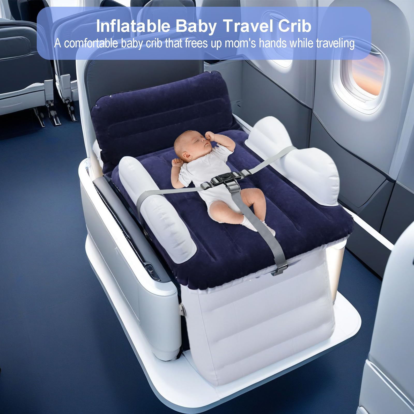 Sunlisky inflatable toddler bed soft fabric creates cozy sleeping moments on planes