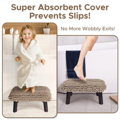 Sunlit One Step Stool anti-slip wood base provides stable footing.