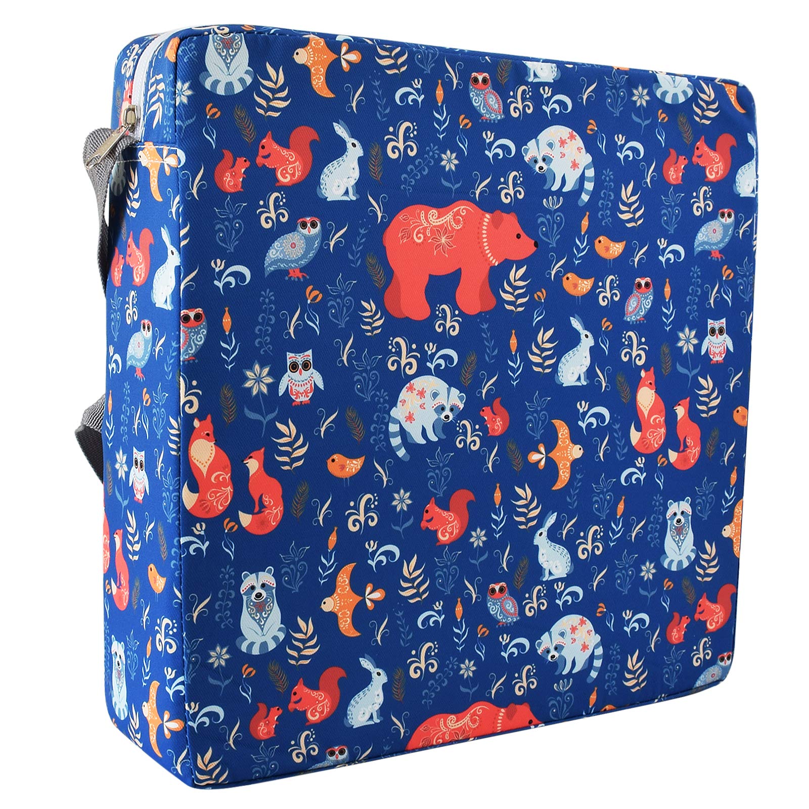 Sunmall blue bear front view booster provides secure, comfortable toddler dining.