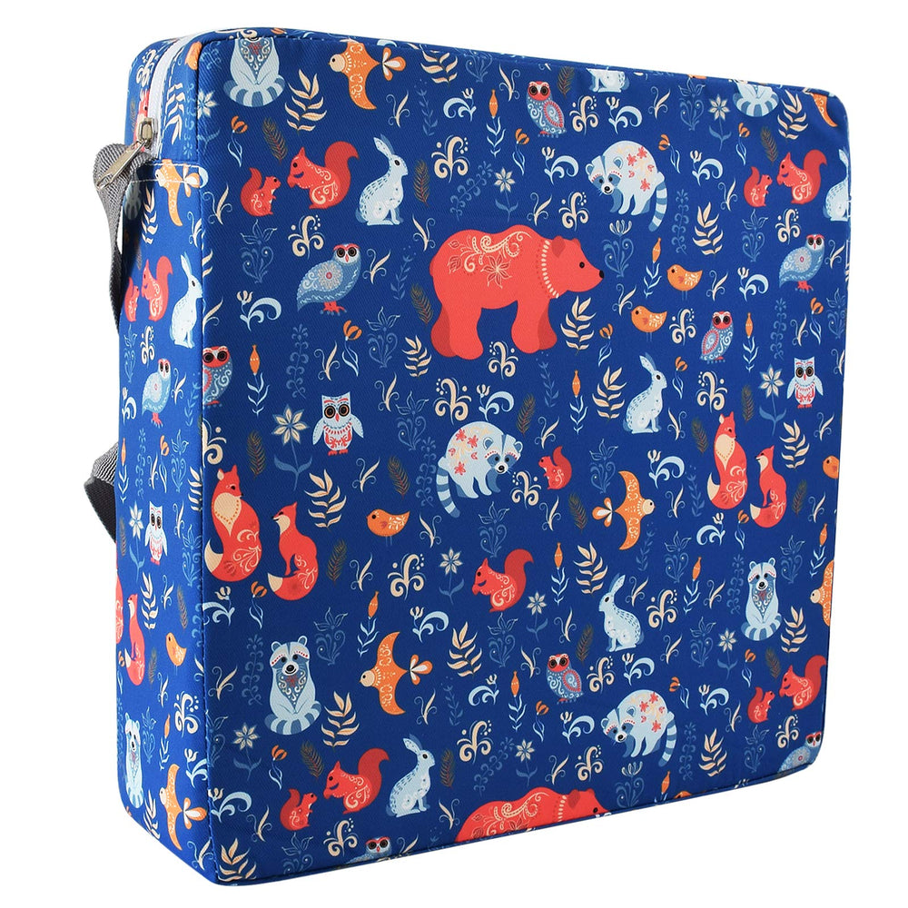 Sunmall blue bear front view booster provides secure, comfortable toddler dining.